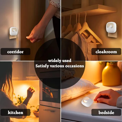 Vista 2 de VAVOFO Luz nocturna LED con sensor automático, paquete de 4, 2900-3200K blanco cálido, bonito diseño de pájaro, lámpara de noche de pared