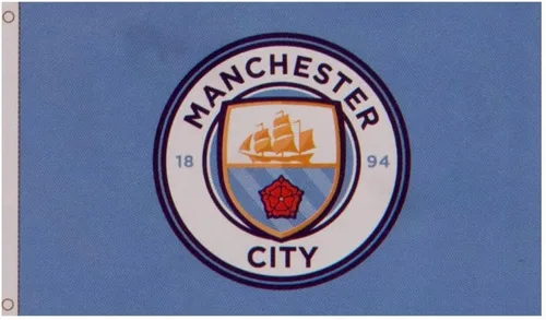 Vista 2 de Bandera de fútbol oficial del Manchester City FC, regalo de 5 x 3 pies