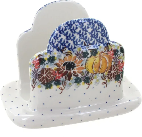 Vista 24 de Blue Rose Polish Pottery - Servilletero de Puntos Pequeños Azules - 5" x 5" - Servilleteros de Cerámica, Accesorios Decorativos para Mesa de Comedor