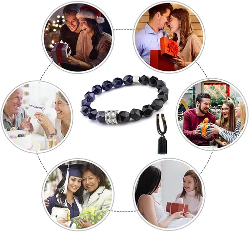 Vista 8 de HEFFY Black Raw Tourmaline Crystal Stone Necklace Pendant Amulet Pillar Pendant+Triple Protection Bracelet Hematite Obsidian Tiger Eye Bracelets for