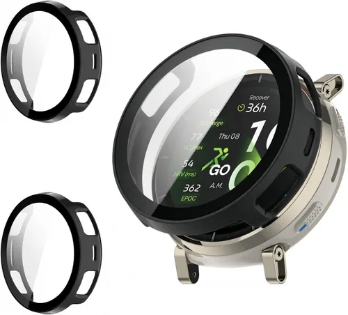 Vista 17 de Rc-Z Paquete de 2 fundas protectoras de pantalla para reloj inteligente Amazfit Active 2, parachoques de policarbonato duro, película de vidrio