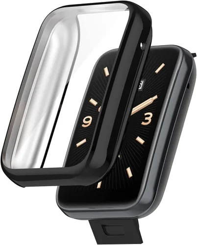Vista 3 de Funda compatible con Xiaomi Band 7 Pro, cubierta protectora de parachoques chapada en TPU para Mi Band 7 Pro, protector de pantalla, accesorios