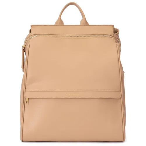 Vista 16 de MIA + SOPHIA Mochila de cuero para pañales con puerto de carga USB, cambiador, correas para cochecito y portabotellas (Marrón Mia)