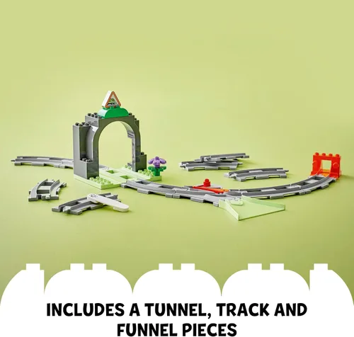 Vista 4 de LEGO DUPLO 10425 - Juego de expansión de túnel y pistas de tren de la ciudad Town, 10 piezas adicionales de vías de tren, juego de tren