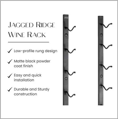 Vista 8 de Jagged Ridge Wine Rooms - Estante de metal para vino montado en la pared de alta calidad - Soporte para 12 botellas de vino - Estante moderno