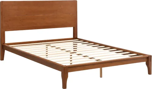 Vista 5 de Cama de plataforma tamaño Queen con cabecero y estribo, color marrón