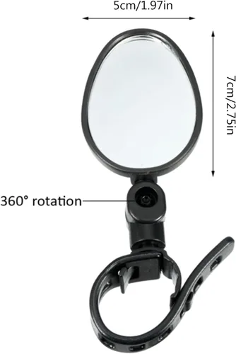 Vista 3 de Espejo universal de bicicleta Espejo retrovisor para manillar Espejo retrovisor rotación de 360 ° Espejo de barra de mango ajustable para bicicleta