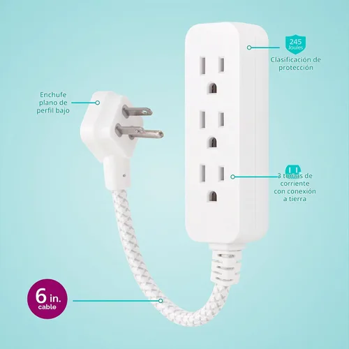 Vista 3 de Philips Mini cable de extensión con conexión a tierra de 3 salidas