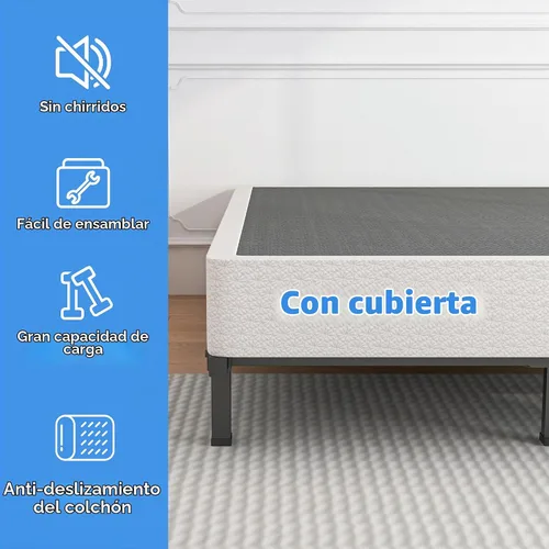 Vista 5 de ROIL Somier de 10 Pulgadas para Cama Individual, Somier Metálico Resistente con Funda de Tela, Capacidad Máxima de Peso de 3500 Libras, Fácil