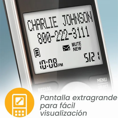 Vista 6 de AT&T CL84107 DECT 6.0 Teléfono expandible con cable/inalámbrico con bloqueador de llamadas inteligente, negro/plata con 1 auricular