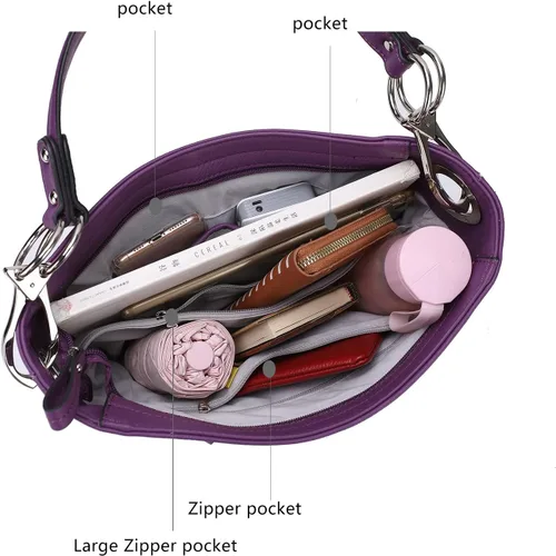 Vista 6 de MKF Collection Mia K - Bolso Hobo para mujer, de piel vegana, bolso de hombro holgado, bolso con asa superior