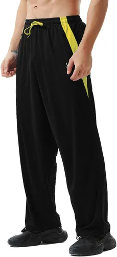 Vista 3 de Pantalones deportivos para hombre con bolsillos con cremallera, parte inferior abierta, pantalones deportivos ligeros, para entrenamiento, correr