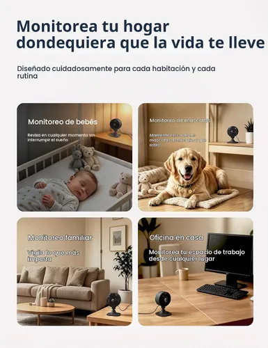 Vista 7 de GNCC Cámara de seguridad interior de 2.4 GHz para el hogar, cámara de 1080P