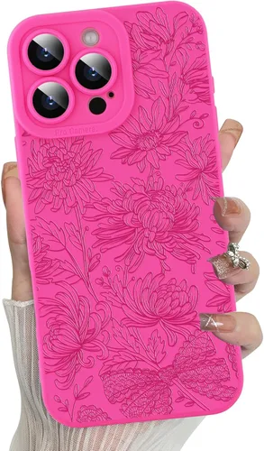Vista 24 de MZELQ - Carcasa para iPhone 13 Pro Max, diseño de flores, color negro