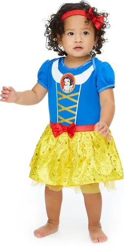Vista 2 de Disney Princesa Ariel Cenicienta Belle - Vestido y diadema para bebé, color blanco nieve