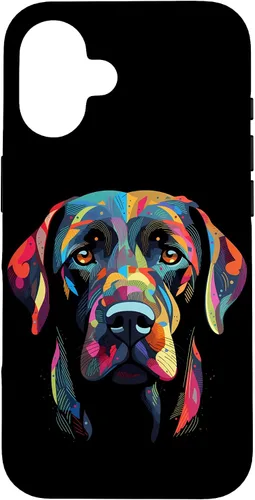 Vista 32 de Labrador Retriever - Carcasa para iPhone 17, diseño de cara de perro, color negro