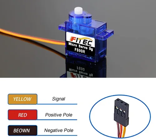 Vista 3 de FEETECH 90R 5packs 360 grados continuos servos micro servo 0.32 oz mini servo motor con carcasa de plástico para robot coche avión RC helicóptero
