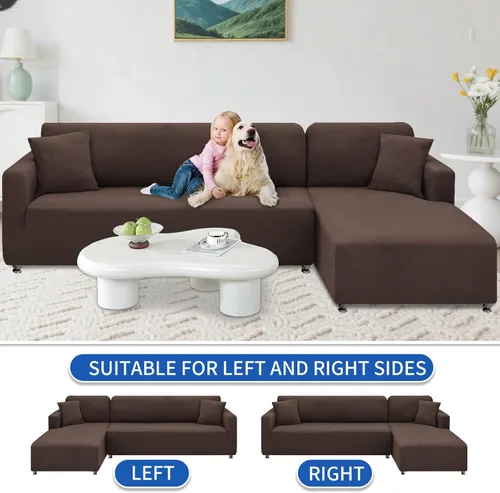 Vista 3 de XINEAGE Funda de sofá modular de alta elasticidad en forma de L, 2 piezas antideslizante con protector de muebles con 2 fundas de almohada