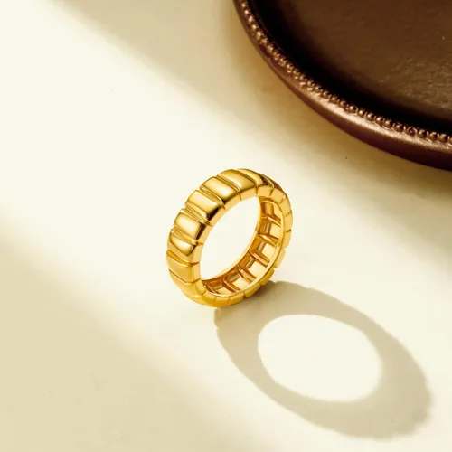 Vista 7 de Daisy Bloom Anillo chapado en oro de 18 quilates para mujer, anillo de cúpula de croissant y anillo de banda unisex grueso