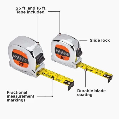 Vista 2 de beyond by BLACK+DECKER - Paquete de cinta métrica, 25 pies y 16 pies (BDHT36456AEV)
