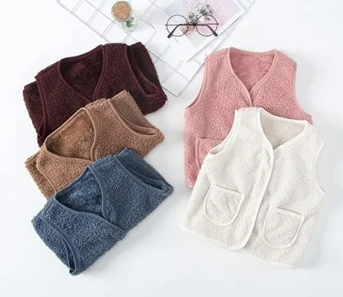 Vista 5 de warmstraw Chaleco de invierno para bebés niños y niñas, con cremallera, lindo chaleco suave