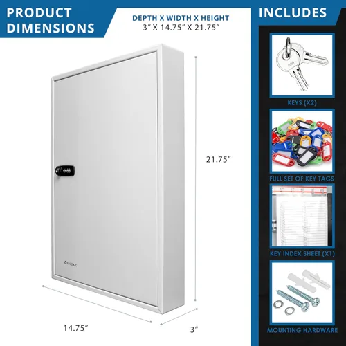 Vista 10 de Barska Caja ajustable de 100 llaves con cerradura de combinación, color gris