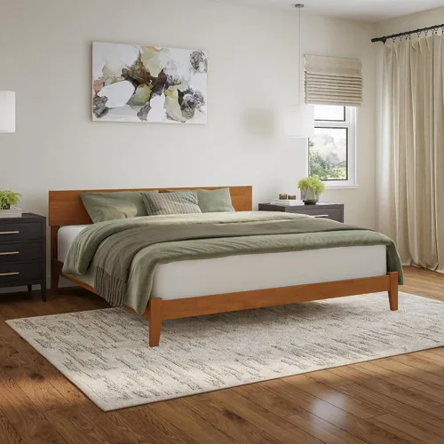 Vista 18 de AFI, Orlando - Cama de plataforma de madera de perfil bajo, color nogal Nuez