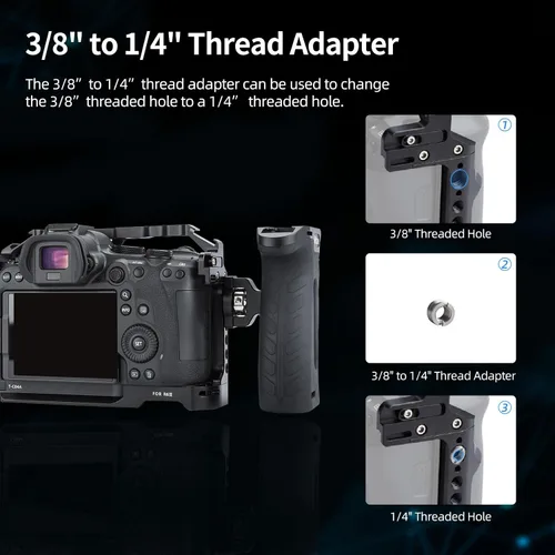 Vista 6 de Nitze Jaula para Canon R6 Mark III/R6 Mark II/R5 C/R5/R6, con zapatas frías incorporadas, riel NATO y placa de liberación rápida Arca - T-C04A