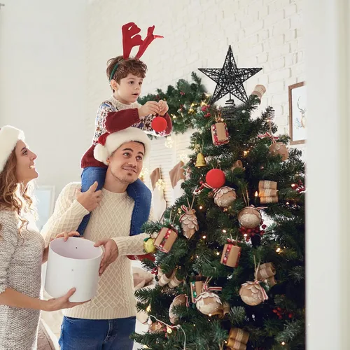 Vista 7 de Blulu Estrella de Navidad para Árbol de 6 Pulgadas, Estrella 3D de Metal con Purpurina, Decoración Hueca Pequeña para Fiestas de Navidad, Decoración