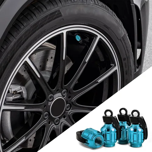 Vista 8 de 4 tapas de vástago de válvula de neumático de automóvil, tapas de vástago de válvula de aluminio, cubiertas universales para tapones de neumáticos