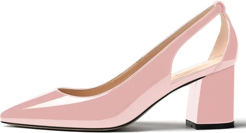 Vista 2 de MERRORI Zapatos de tacón medio con punta puntiaguda para mujer, sexy, para fiesta de noche, para fiesta de noche, zapatos sin cordones, zapatos