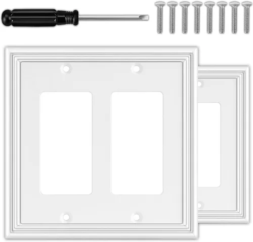 Vista 11 de Cubiertas Decorativas Blancas para Interruptores de Luz Combinados, Placa de Pared, Material Natural, Cubiertas de Salida de Placa de Interruptor