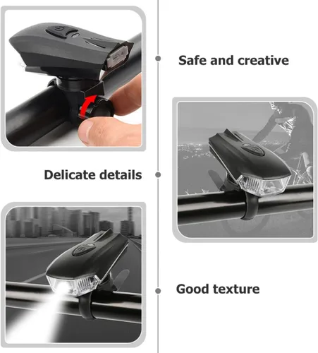 Vista 3 de Bike Light Set USB Rechargeable Front Headlight Red Rear Tail Light Cycling Safety Lamp Night Riding