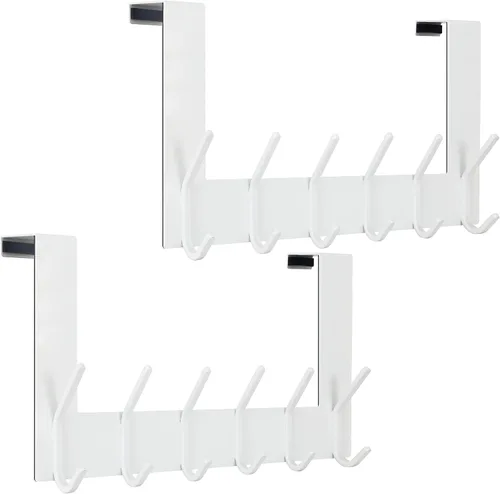 Vista 8 de WEBI Ganchos sobre la Puerta Colgador de Puerta, Toallero sobre la Puerta con 6 Ganchos para Colgar, Colgador de Abrigos y Toallas para Puerta Negro