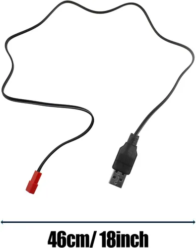 Vista 6 de 3 unids negro USB cable de carga JST enchufe 3.7 V USB cargador de batería de litio para RC aviones helicóptero juguete accesorio