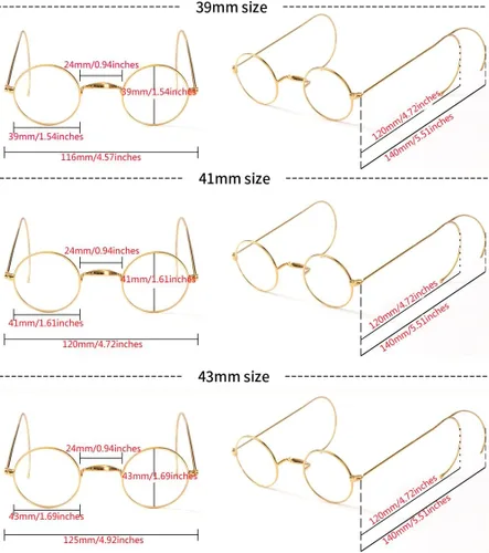 Vista 6 de Agstum Retro Small Round Optical Rare Wire Rim Eyeglasses Frame