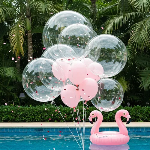 Vista 7 de 20 globos transparentes Bobo para rellenar con confeti, globos de piscina de burbujas de 20 pulgadas, globos de plástico elásticos para fiestas