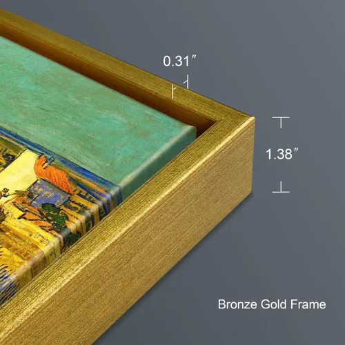 Vista 9 de Wieco Art Arte de pared enmarcado de la cosecha en La Crau con Mont Majour por Van Gogh pinturas al óleo Reproducción impresiones abstractas
