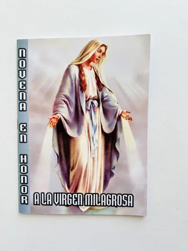 Vista 2 de Novena en Honor a La Virgen Milagrosa" Libro de Rezo con Rosario de Madera Hecho a Mano