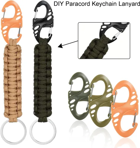 Vista 5 de 12 Pack 2" Carabiner Clip Plastic S Carabiner Clips Paracord Keychain Hooks for Key Chain Backpacks Bags Zipper Clip Accessories Surtido