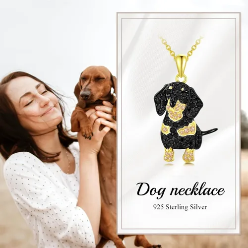 Vista 97 de Collares con colgante de perro de plata de ley S925 – 24 razas corgi/husky/labrador/pastor para mujer