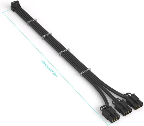 Vista 9 de Sirlyr Cable de conector de 90 grados 12VHPWR, cables GPU de 16 pines con funda para RTX3090Ti 4080 4090 tarjeta gráfica compatible con corsario
