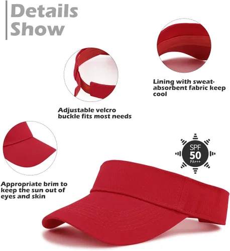 Vista 6 de Komorebi Viseras para mujer, unisex, con visera para el sol, gorras ajustables para correr, protección solar de verano, sombrero de tenis