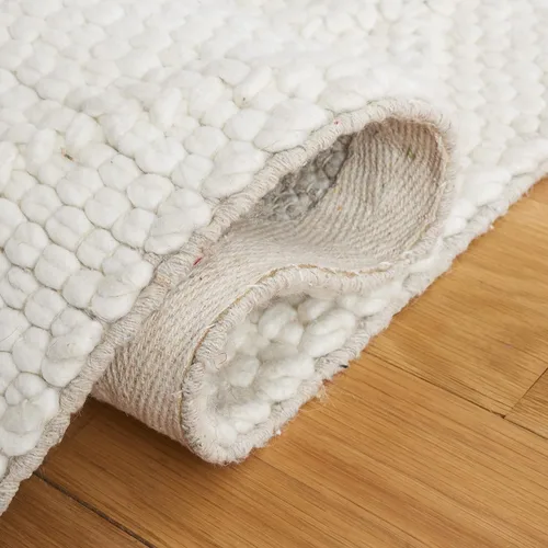 Vista 6 de SAFAVIEH Natura Collection - Alfombra de área de 5 x 8 pies, marfil y marfil, lana y viscosa hecha a mano, ideal para zonas de alto tráfico en sala