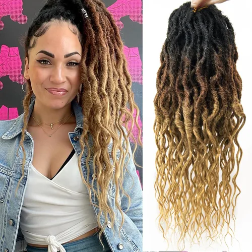 Vista 66 de Rizos de cabello sintético tejido en crochet de 16 pulgadas, 8 paquetes, Rizos de cabello tejido en crochet pre-enlazados con extremos rizados