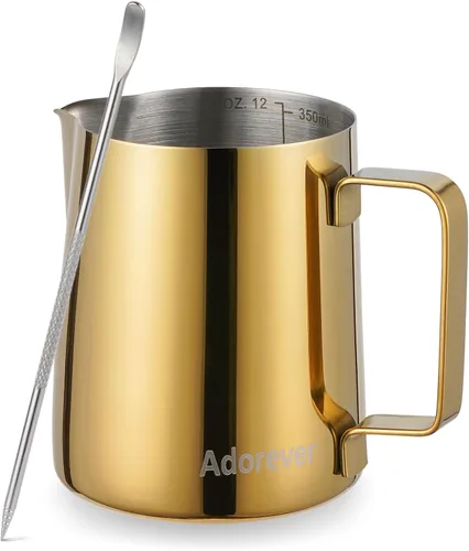 Vista 25 de Jarra de Espuma de Leche, 8.5oz / 250ml Jarra de Vapor Jarra de Acero Inoxidable Accesorios para Máquina de Espresso para Bar de Café, Herramientas