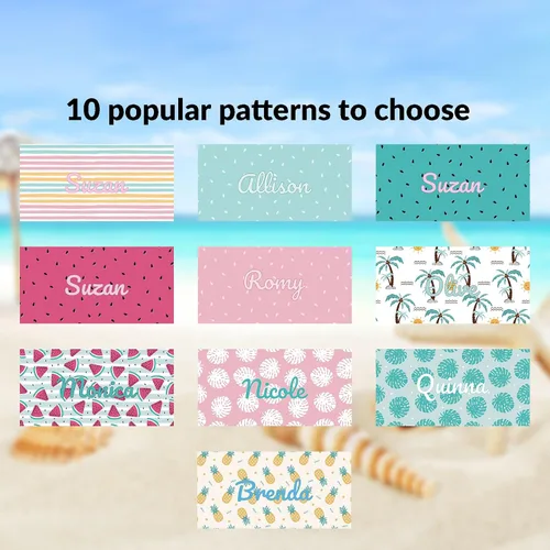 Vista 3 de Toalla de playa personalizada de frutas de verano, toallas de playa personalizadas para playa, baño, piscina, manta de sol para niños y adultos