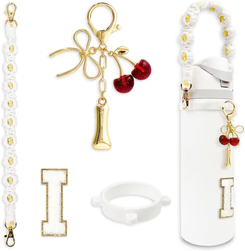 Vista 117 de Letter Handle Strap Accessories with Cute Initial Charm Compatible with Owala Water Bottle 24oz 32oz 40oz Owala Kids