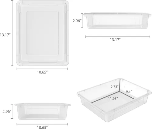 Vista 11 de Storex Bandeja de almacenamiento profundo tamaño carta, contenedor organizador con tapa sin broches para aula, oficina y hogar, translúcido, paquete