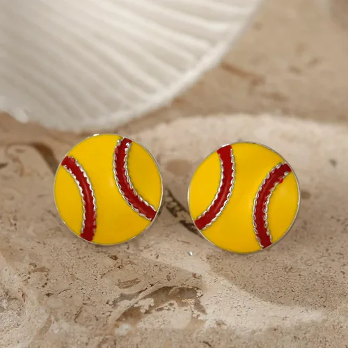 Vista 4 de RUOFFETA Aretes colgantes de pelota deportiva, aretes de fútbol, aretes de baloncesto, aretes de voleibol de béisbol, para mujer, regalo